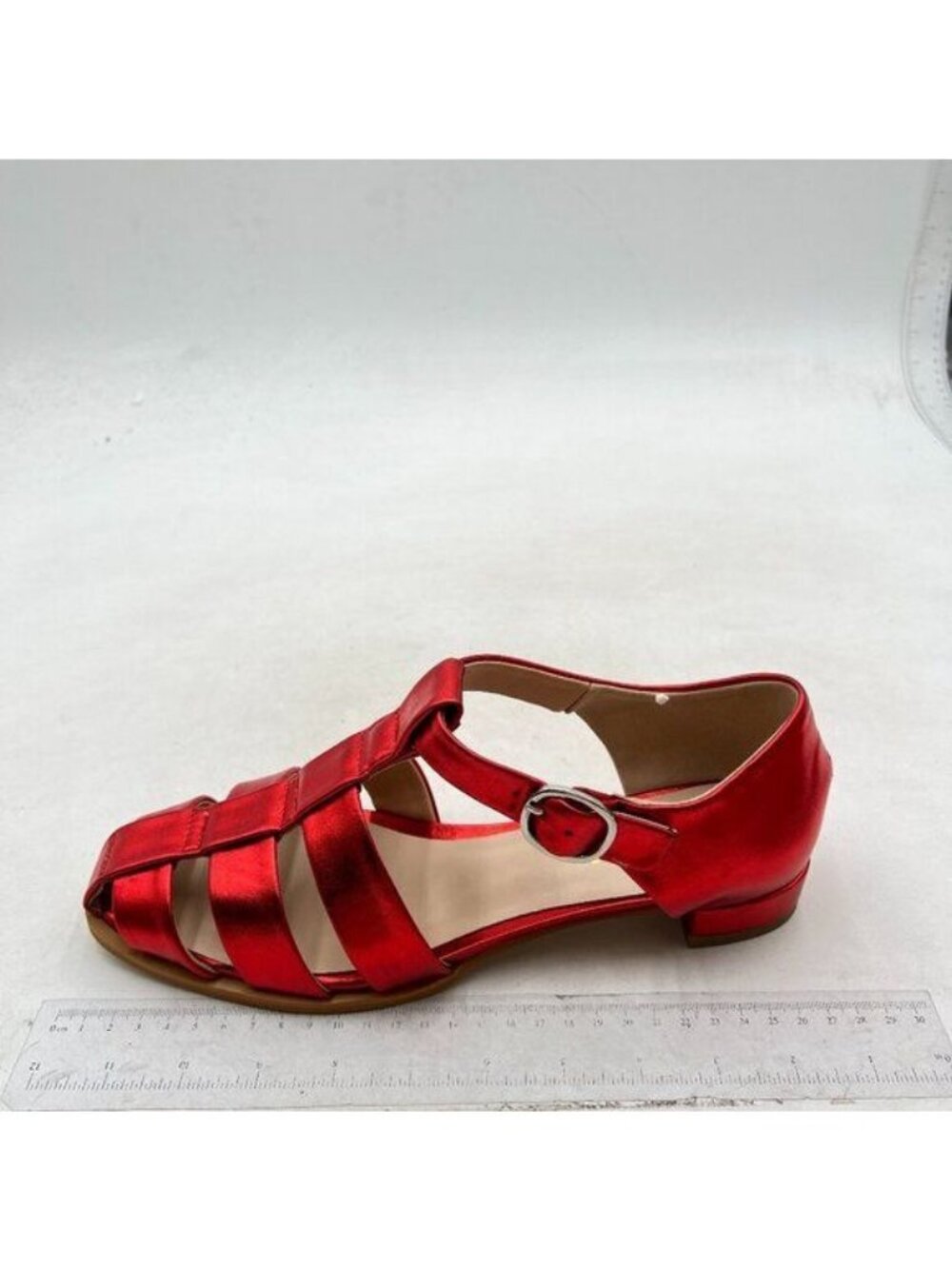 FSJ Women Retro Closed Toe Flats Sandals Low Block Heel Woven Roman Ankle Strap